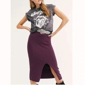 Free People Skyline Midi Skirt in Plum Purple size Small